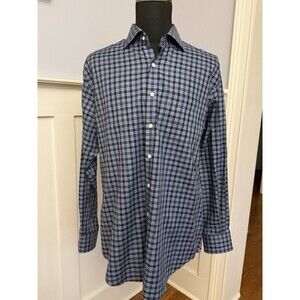 Peter Millar Button Down Shirt Men's L Plaid Check Blue Cotton